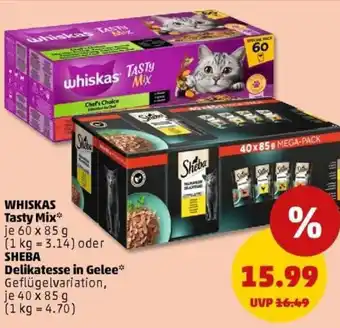 PENNY WHISKAS Tasty Mix oder Delikatesse in Gelee Angebot