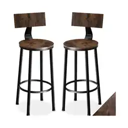 Netto Marken-Discount tectake 2er Set Barhocker, mit Rückenlehne, Holz und Stahl, Sitzhöhe 74 cm Angebot