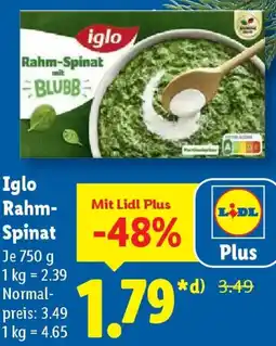 Lidl Iglo Rahm Spinat Angebot