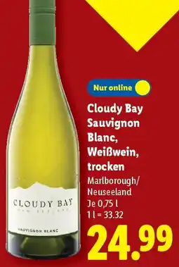 Lidl Cloudy Bay Sauvignon Blanc, Weißwein, trocken Angebot