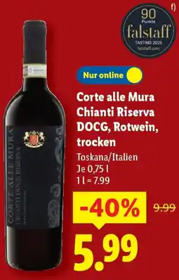 Lidl Corte alle Mura Chianti Riserva DOCG, Rotwein, trocken Angebot
