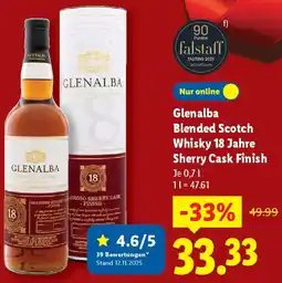 Lidl Glenalba Blended Scotch Whisky 18 Jahre Sherry Cask Finish Angebot