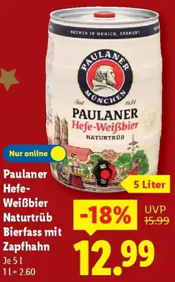 Lidl Paulaner Hefe Weißbier Naturtrüb Bierfass mit Zapfhahn Angebot