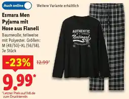 Lidl Esmara Men Pyjama mit Hose aus Flanell Angebot