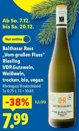 Lidl Balthasar Ress ,,Vom großen Fluss" Riesling VDP.Gutswein, Weißwein, trocken, bio, vegan Angebot