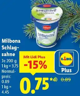 Lidl Milbona Schlagsahne Angebot
