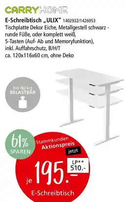 Zurbrüggen CARRYHOME E-Schreibtisch ,,ULIX" Angebot