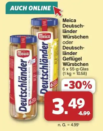 Famila Nord West Meica Deutschländer Deutschländer oder Deutschländer Geflügel Würstchen Angebot