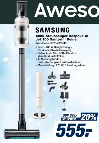 Expert Samsung akku-staubsauger bespoke ai jet 100 santorini beige Angebot