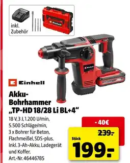 Hagebau Einhell akku-bohrhammer tp-hd 18/28 li bl+4 Angebot
