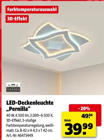 Casaya led-deckenleuchte pernilla