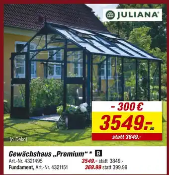 toom Baumarkt Juliana gewächshaus premium Angebot