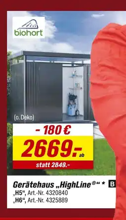 toom Baumarkt Biohort gerätehaus highline h5 Angebot