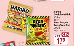 Rossmann Haribo goldbären minis oder head bangers crazy sour bars Angebot