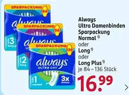 Rossmann Always Ultra Damenbinden Sparpackung Normal oder Long oder Long Plus Angebot