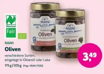 Biomarkt MANI Oliven Angebot