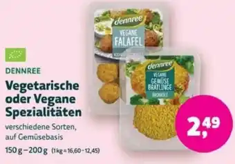 Biomarkt DENNREE Vegetarische oder Vegane Spezialitäten Angebot