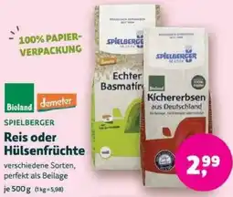 Biomarkt SPIELBERGER Reis oder Hülsenfrüchte Angebot