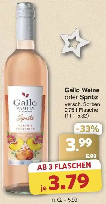 Famila Nord West Gallo Weine oder Spritz Angebot