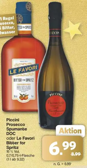 Famila Nord West Piccini Prosecco Spumante DOC oder Le Favori Bitter for Spritz Angebot