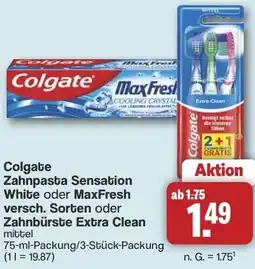 Famila Nord West Colgate Zahnpasta Sensation White oder MaxFresh oder Zahnbürste Extra Clean Angebot