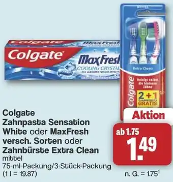 Famila Nord West Colgate Zahnpasta Sensation White oder MaxFresh oder Zahnbürste Extra Clean Angebot