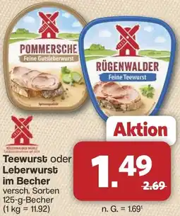 Famila Nord West Teewurst oder Leberwurst im Becher Angebot