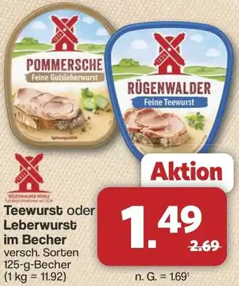 Famila Nord West Teewurst oder Leberwurst im Becher Angebot