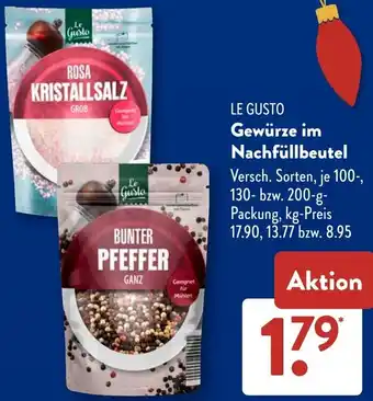 Aldi Süd LE GUSTO Gewürze im Nachfüllbeutel Angebot