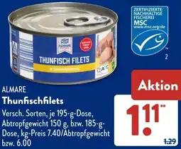 Aldi Süd ALMARE Thunfischfilets Angebot