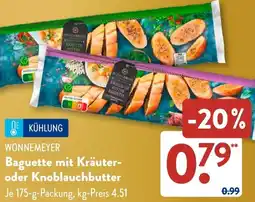 Aldi Süd WONNEMEYER Baguette mit Kräuter- oder Knoblauchbutter Angebot