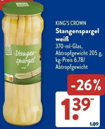 Aldi Süd KING'S CROWN Stangenspargel weiß Angebot