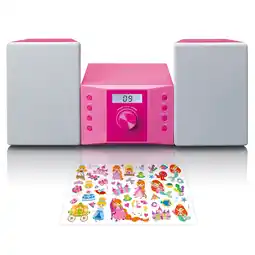 Netto Marken-Discount Lenco Micro Set mit CD FM Radio AUX-IN Aufkleber Pink Angebot