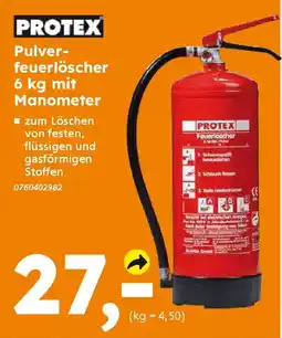 Globus Baumarkt PROTEX Pulver- feuerlöscher 6 kg mit Manometer Angebot