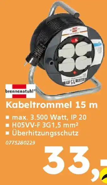 Globus Baumarkt brennenstuhl Kabeltrommel 15 m Angebot