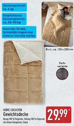 Aldi Nord HOME CREATION Gewichtsdecke Angebot