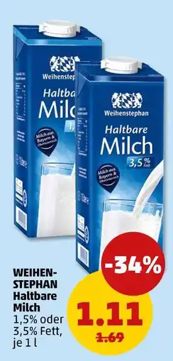 PENNY Weihenstephan haltbare milch 1,5% fett Angebot