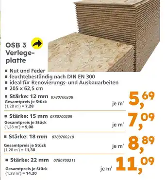 Globus Baumarkt Osb 3 verlegeplatte Angebot