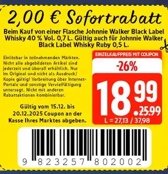 Marktkauf Johnnie walker black label whisky Angebot