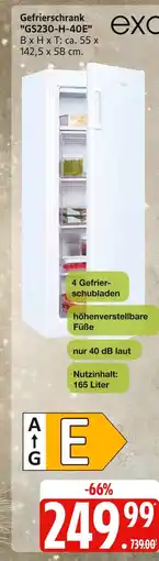 Marktkauf Exquisit gefrierschrank gs230-h-40e Angebot
