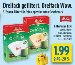 diska Melitta filtertüten original 1x4 Angebot