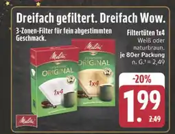 E-Center Melitta filtertüten 1x4 Angebot