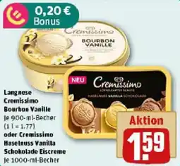 REWE Langnese Cremissimo Bourbon Vanille oder Cremissimo Haselnuss Vanilla Schokolade Eiscreme Angebot