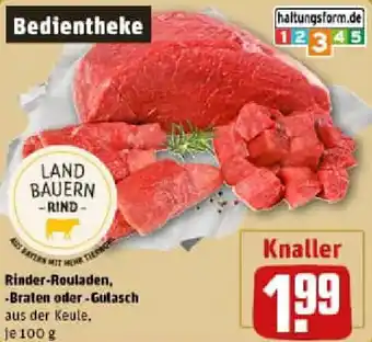 Rinder-Rouladen, -Braten oder -Gulasch