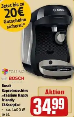 REWE Bosch Kapselmaschine Tassimo Happy friendly TAS109E Angebot