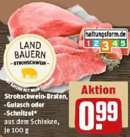 REWE Strohschwein-Braten, -Gulasch oder -Schnitzel Angebot