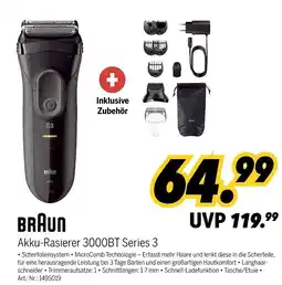 MEDIMAX BRAUN Akku-Rasierer 3000BT Series 3 Angebot