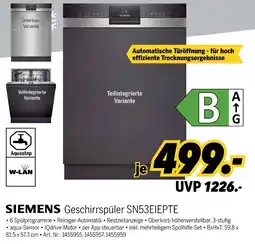 MEDIMAX SIEMENS Geschirrspüler SN53EIEPTE Angebot