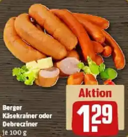 REWE Berger Käsekrainer oder Debrecziner Angebot