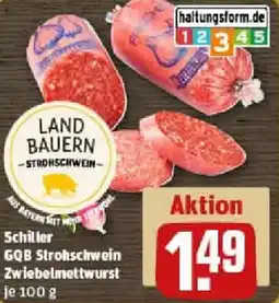 REWE Schiller GQB Strohschwein Zwiebelmettwurst Angebot